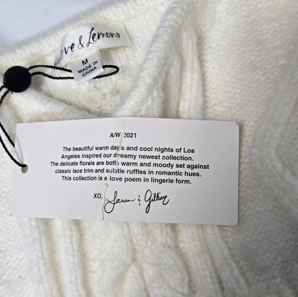 For Love & Lemons White Cream Cable Knit Crop Tank Top - Picture 5 of 7